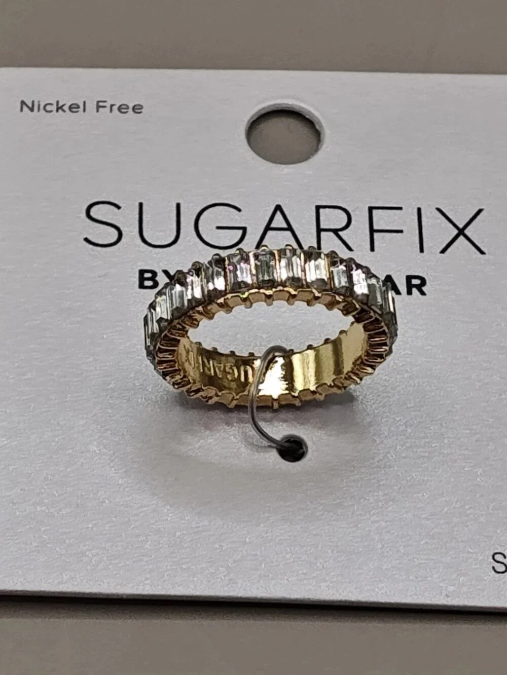 Sugarfix Baublebar Lot of 2 Gold Rings Rope Open Link Rhinestones Gold Tone